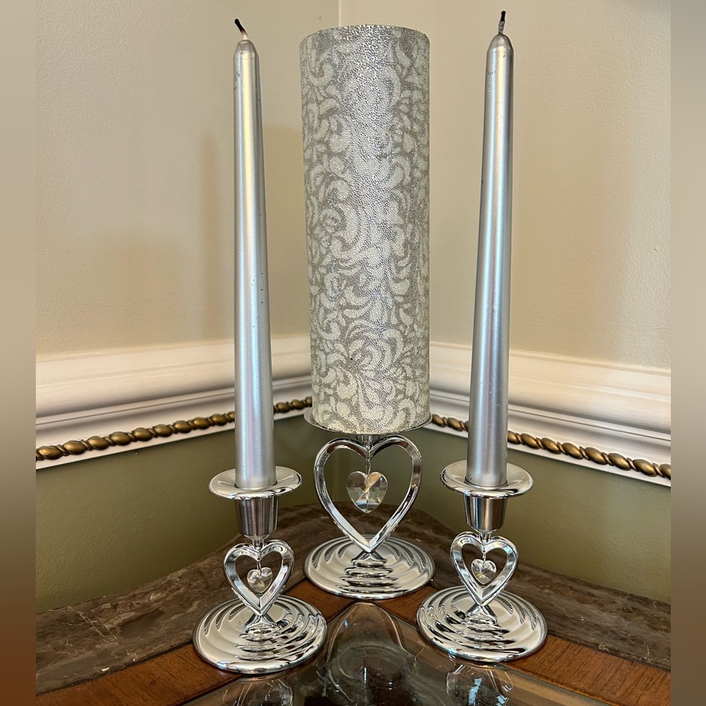 Elegant Silver Candle Holder Set